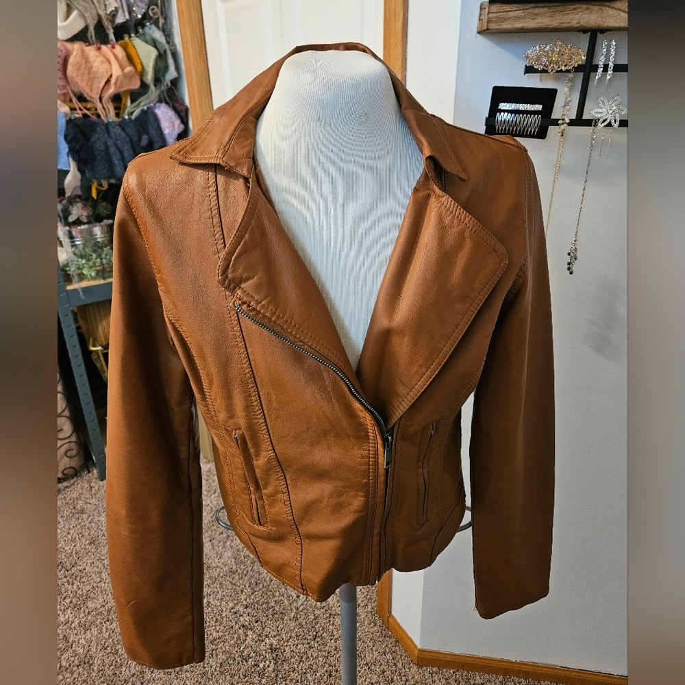 Women's Faux Leather Jacket, Rust Colored, Xhilaration, Size L